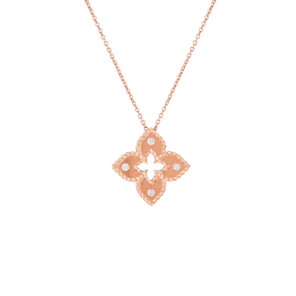 Roberto Coin Venetian Princess 18K Gold Diamond and Satin Flower Necklace — photo 3 of 3