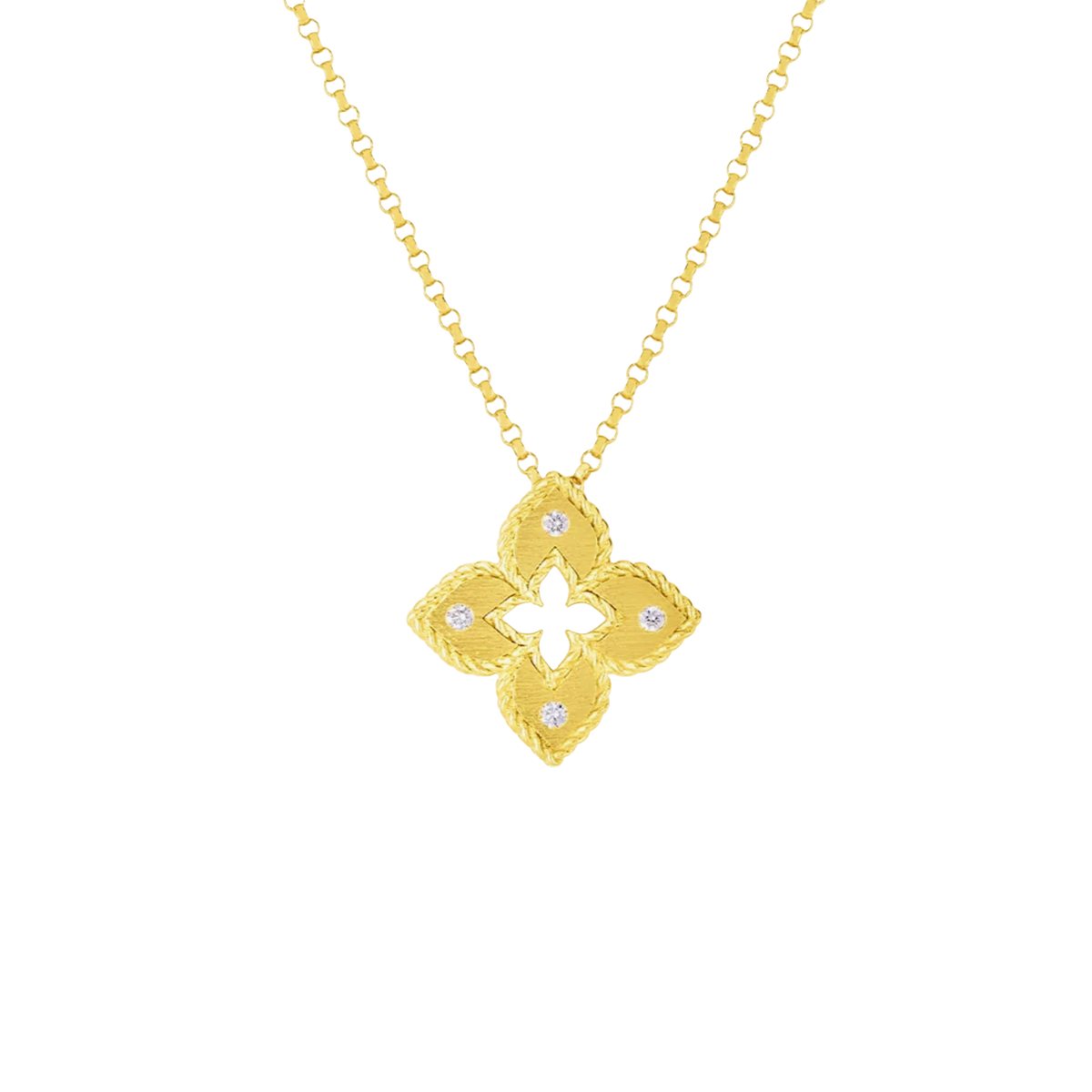 Roberto Coin Venetian Princess 18K Gold Diamond and Satin Flower Necklace — photo 1 of 3