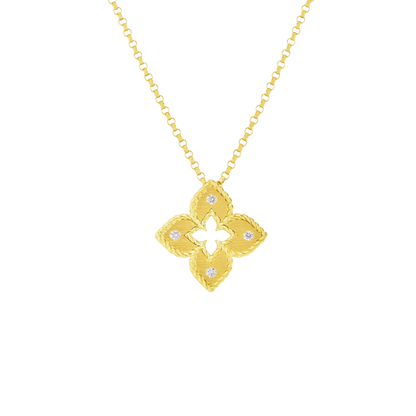 Roberto Coin Venetian Princess 18K Gold Diamond and Satin Flower Necklace — photo 1 of 3