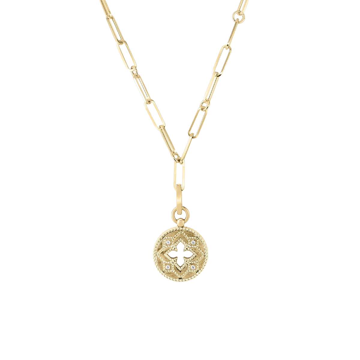Roberto Coin 18K Yellow Gold Venetian Princess Diamond Medallion Necklace — photo 1 of 1
