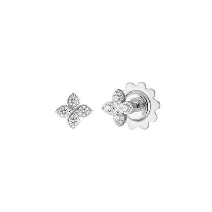 Roberto Coin Love In Verona Small Pave Diamond Flower Stud Earrings — photo 2 of 2