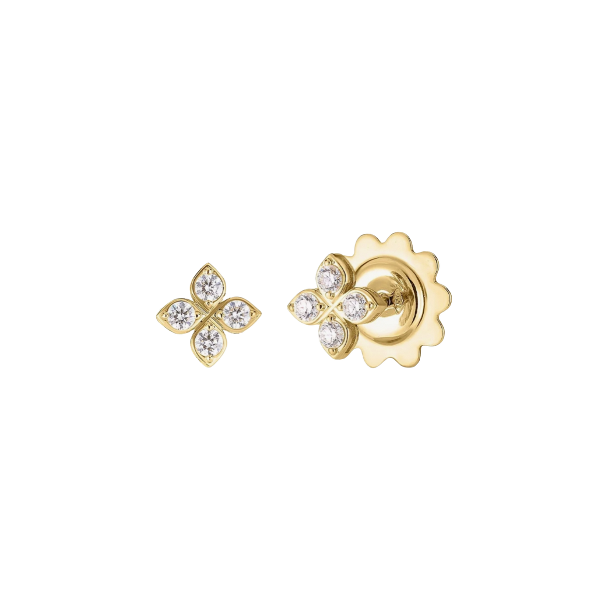 Roberto Coin Love In Verona Small Pave Diamond Flower Stud Earrings — photo 1 of 2