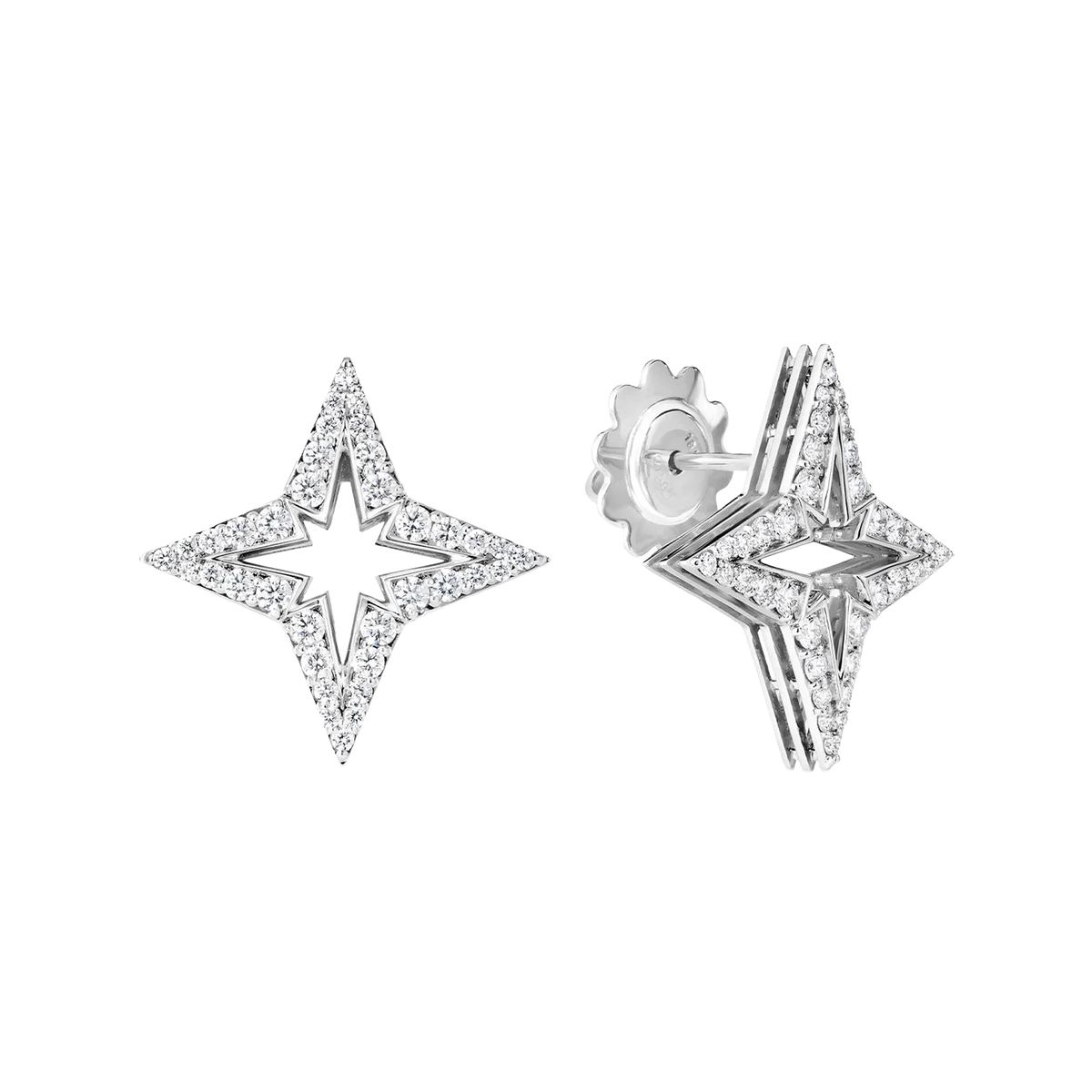 Roberto Coin 18k White Gold Stardust Pave Diamond Star Earrings — photo 1 of 1