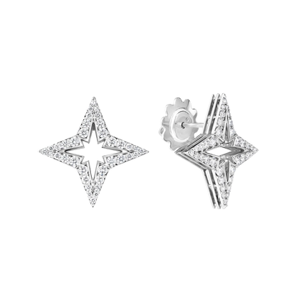 Roberto Coin 18k White Gold Stardust Pave Diamond Star Earrings — photo 1 of 1