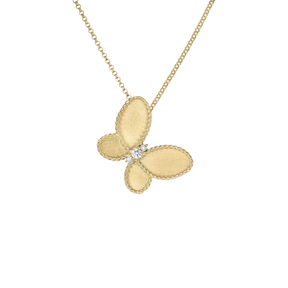 Roberto Coin 18K Yellow Gold Diamond and Satin Finish Butterfly Necklace — photo 1 of 1