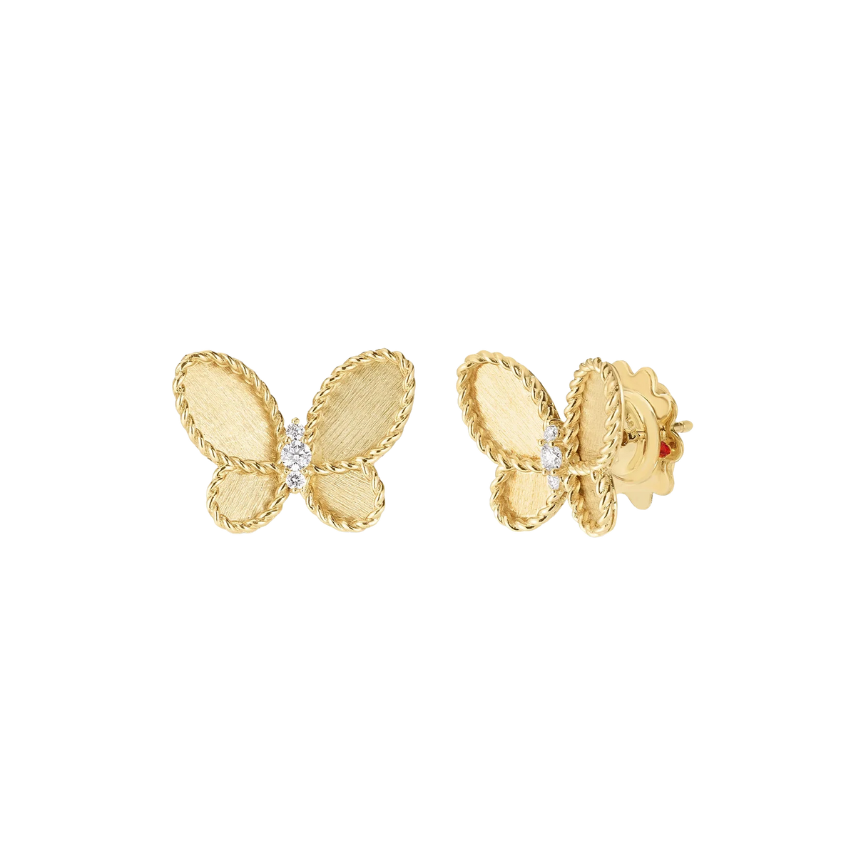Roberto Coin 18K Yellow Gold Diamond and Satin Butterfly Stud Earrings — photo 1 of 1