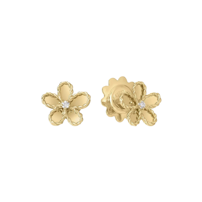 Roberto Coin 18K Yellow Gold Diamond Small Flower Earrings — photo 1 of 1