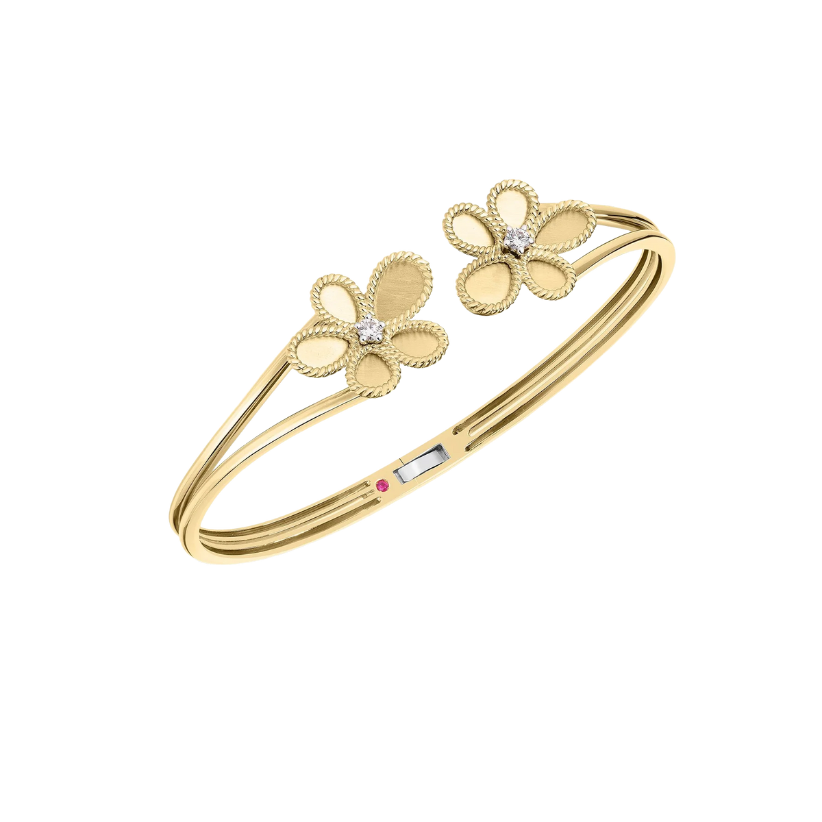 Roberto Coin Jasmine 18K Yellow Gold Diamond Flower Bangle — photo 1 of 1