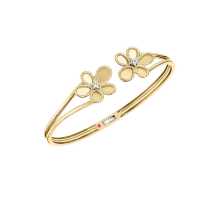 Roberto Coin Jasmine 18K Yellow Gold Diamond Flower Bangle — photo 1 of 1