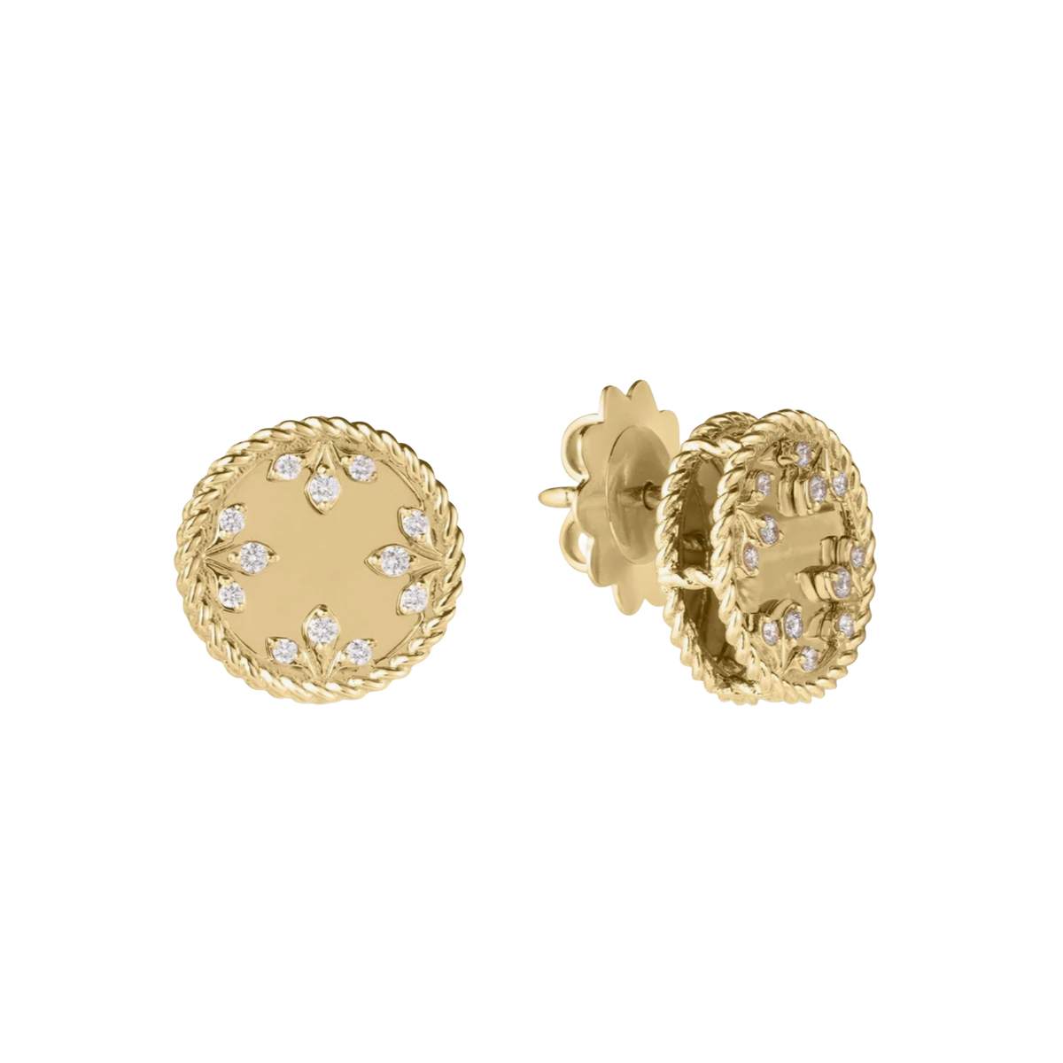 Roberto Coin Venetian Medallion 18K Yellow Gold Diamond Small Stud Earrings — photo 1 of 1