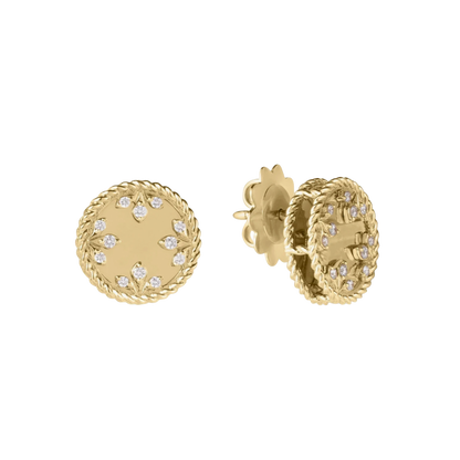 Roberto Coin Venetian Medallion 18K Yellow Gold Diamond Small Stud Earrings — photo 1 of 1