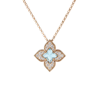 Roberto Coin Venetian Princess 18K Rose Gold Diamond & Blue Topaz Flower Necklace — photo 1 of 1