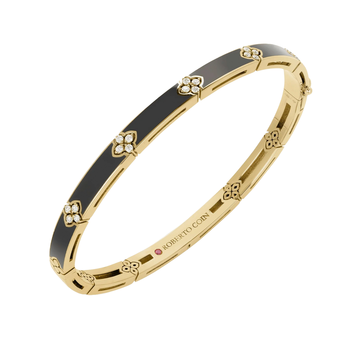 Roberto Coin Love in Verona 18K Yellow Gold Diamond and Enamel Bangle — photo 1 of 2