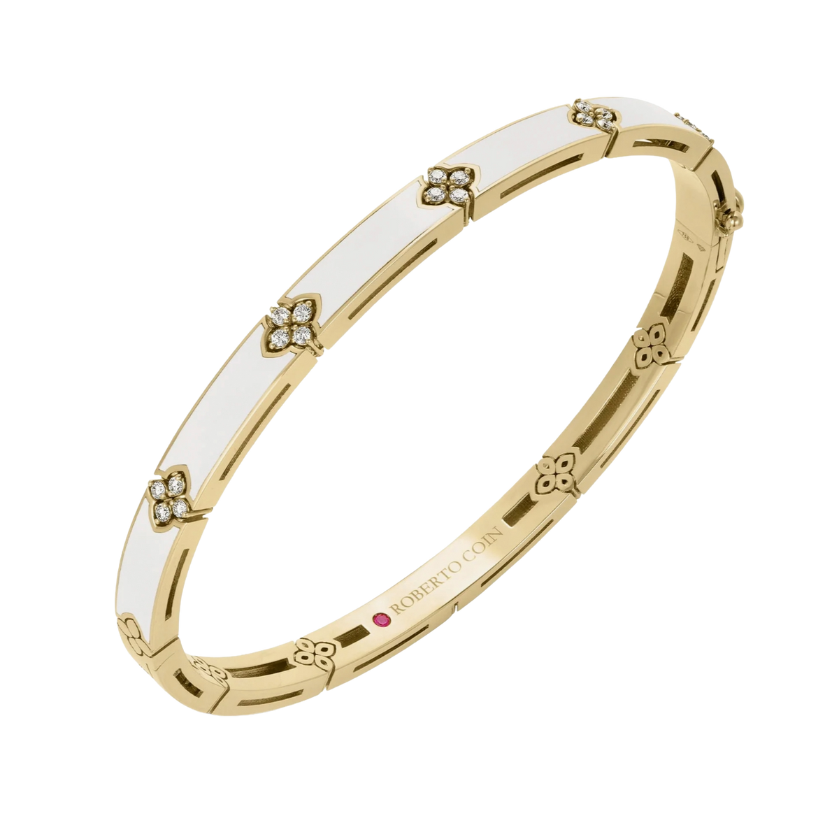 Roberto Coin Love in Verona 18K Yellow Gold Diamond and Enamel Bangle — photo 1 of 2