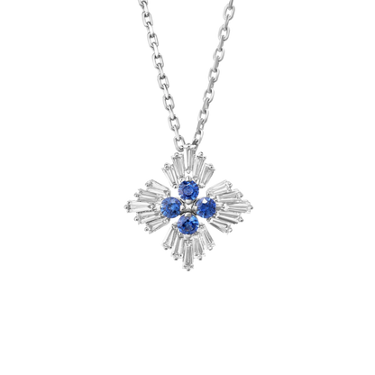Roberto Coin Princess 18K White Gold Diamond & Sapphire Flower Necklace — photo 1 of 1