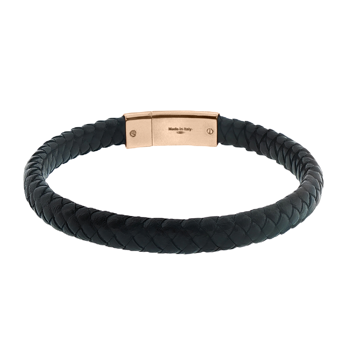 Tateossian Black Leather Bracelet With Rose Gold — photo 1 of 1