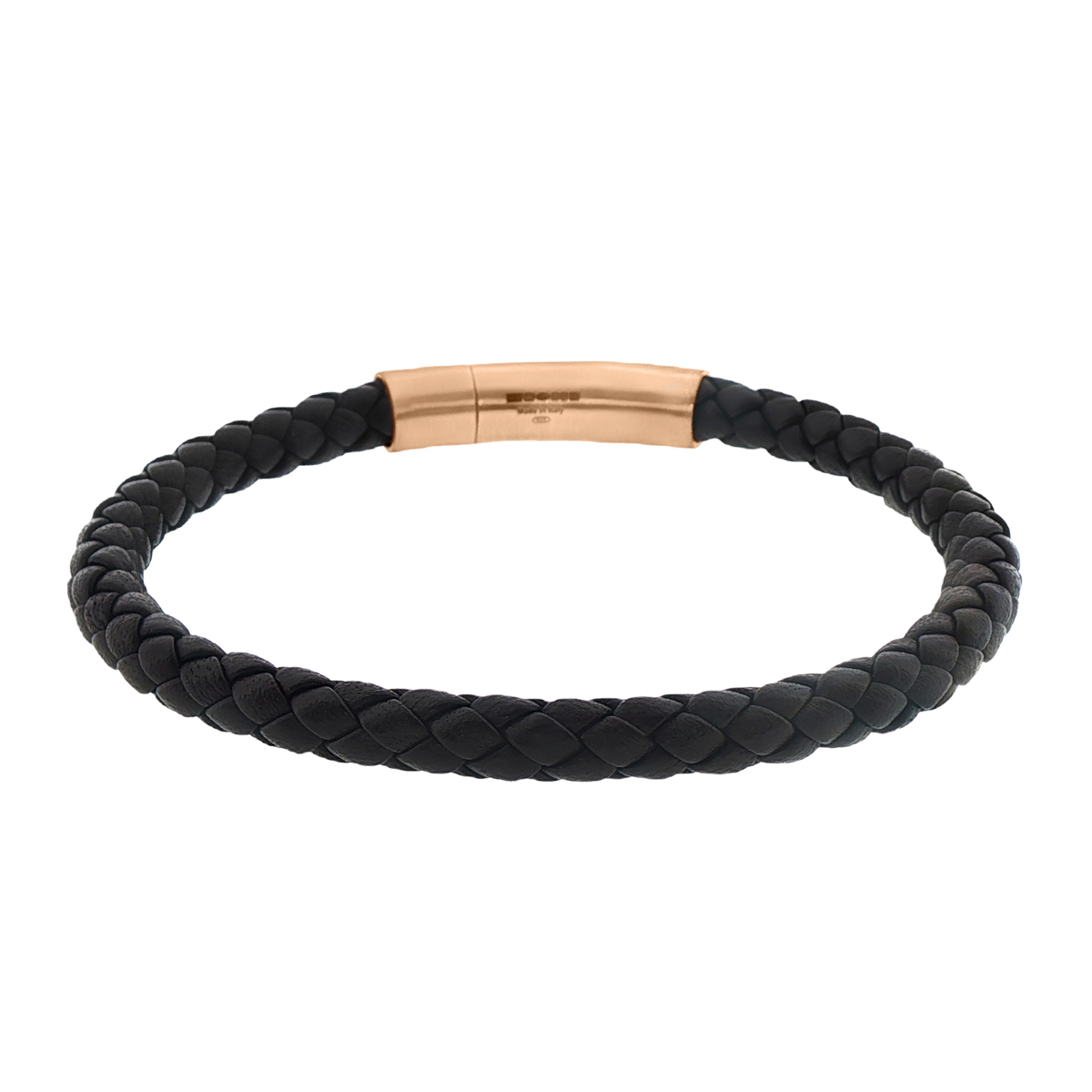 Tateossian Bracelet In Black Leather and Rose Gold — photo 1 of 1