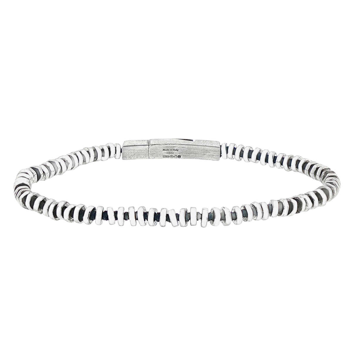 Tateossian Pure Thread Bracelet With Black Macramé In Sterling Silver — photo 1 of 1