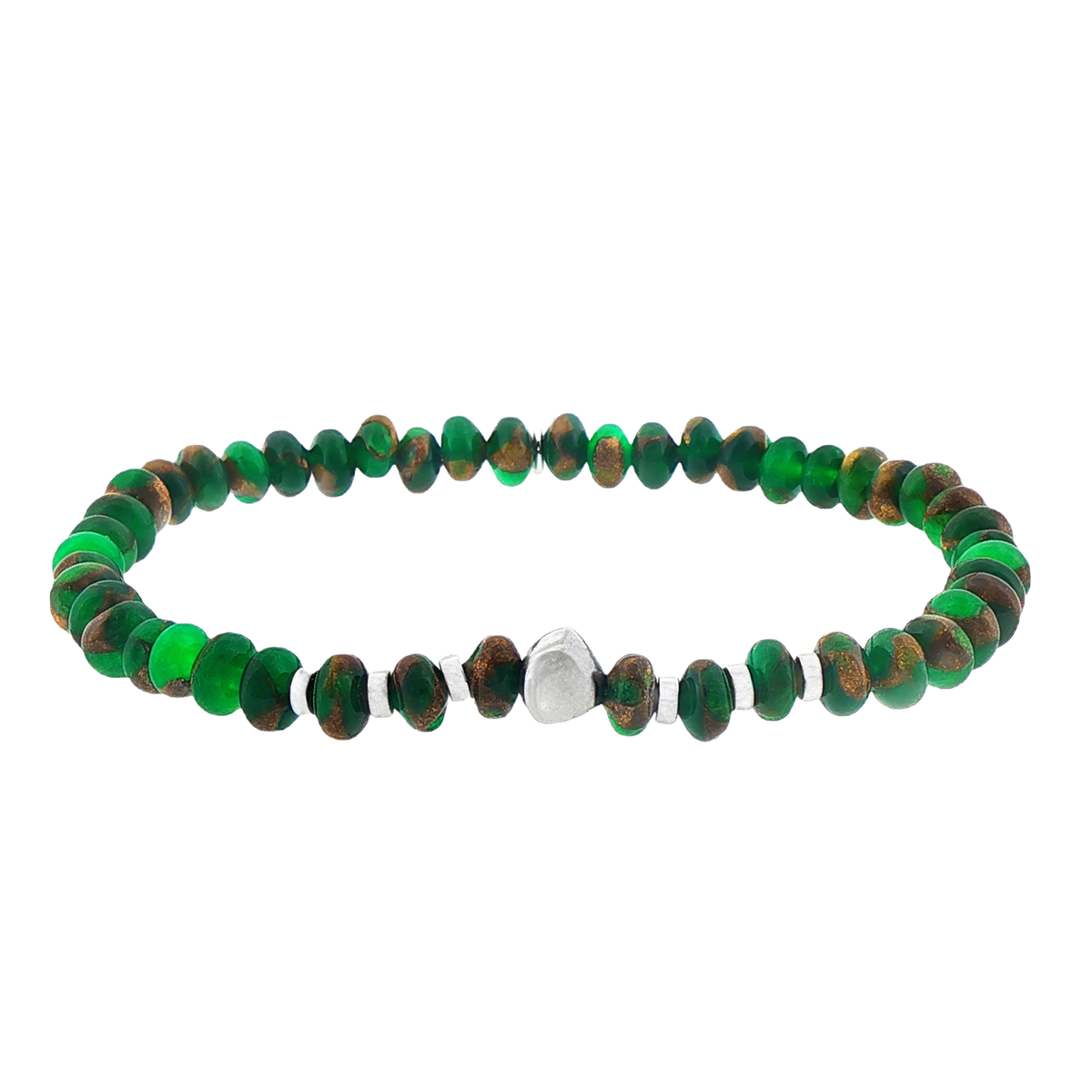 Tateossian Nepal Bracelet In Green Jasper With Rhodium Plated Sterling Silver — photo 1 of 1