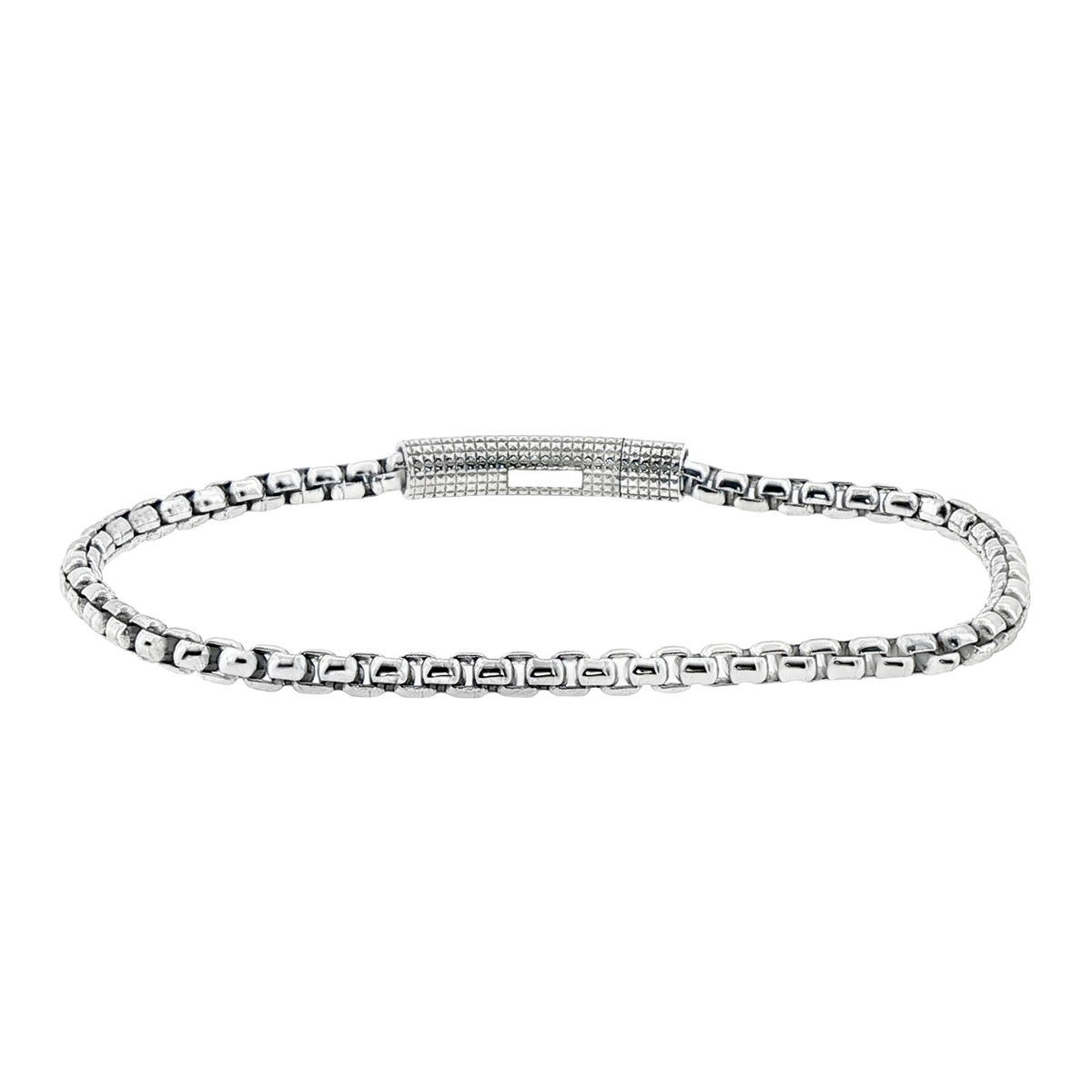 Tateossian Giza Click Box Chain Bracelet In Rhodium Plated Silver - 4MM — photo 1 of 1