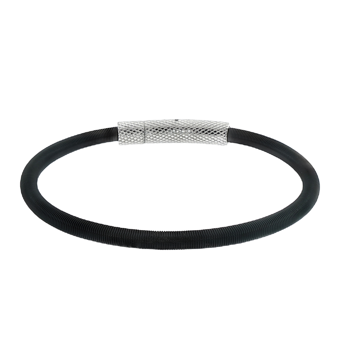 Tateossian Nylon Coated Black Wire Bracelet and Stainless Steel — photo 1 of 1