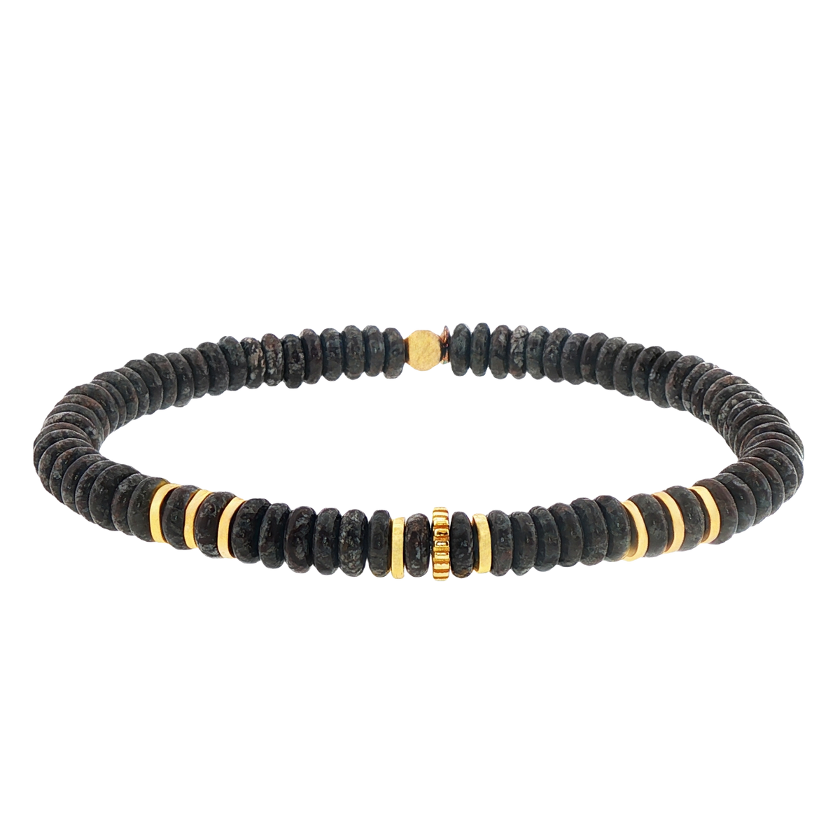 Tateossian Positano Beaded Bracelet In Yellow Gold Plated Silver with Brown Obsidian — photo 1 of 1