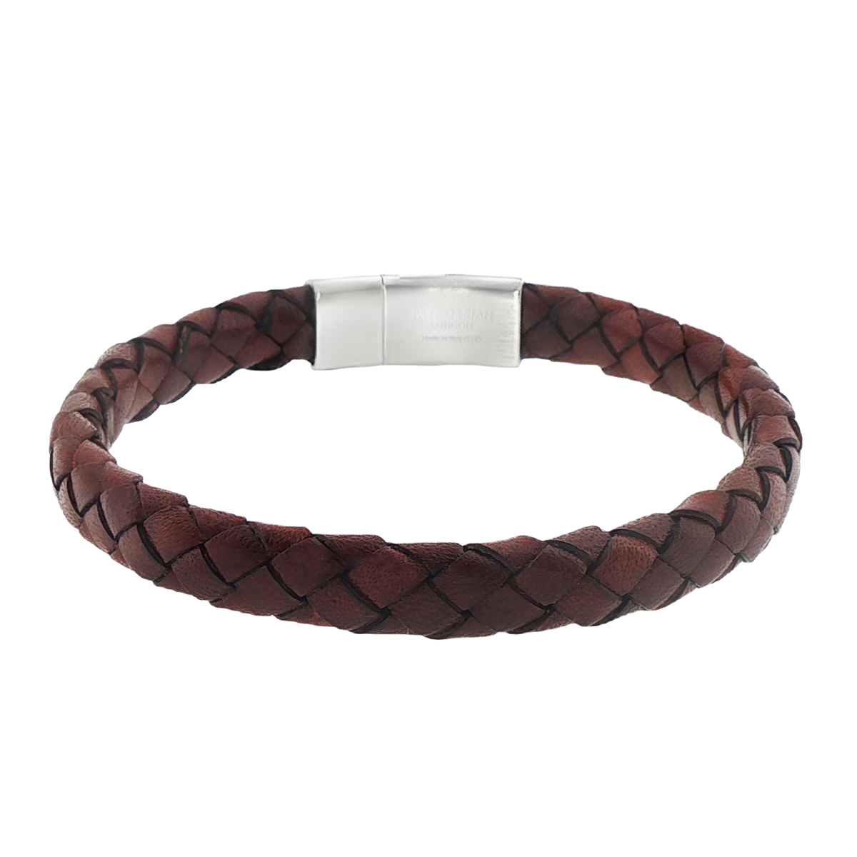 Tateossian Giza Cobra Pelle Bracelet In Rhodium and Brown Leather — photo 1 of 1