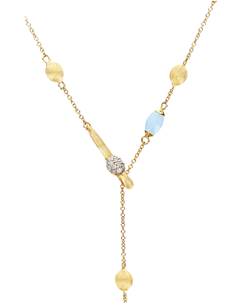 Nanis 18k Yellow Gold Diamond & Aquamarine Lariat — photo 1 of 3
