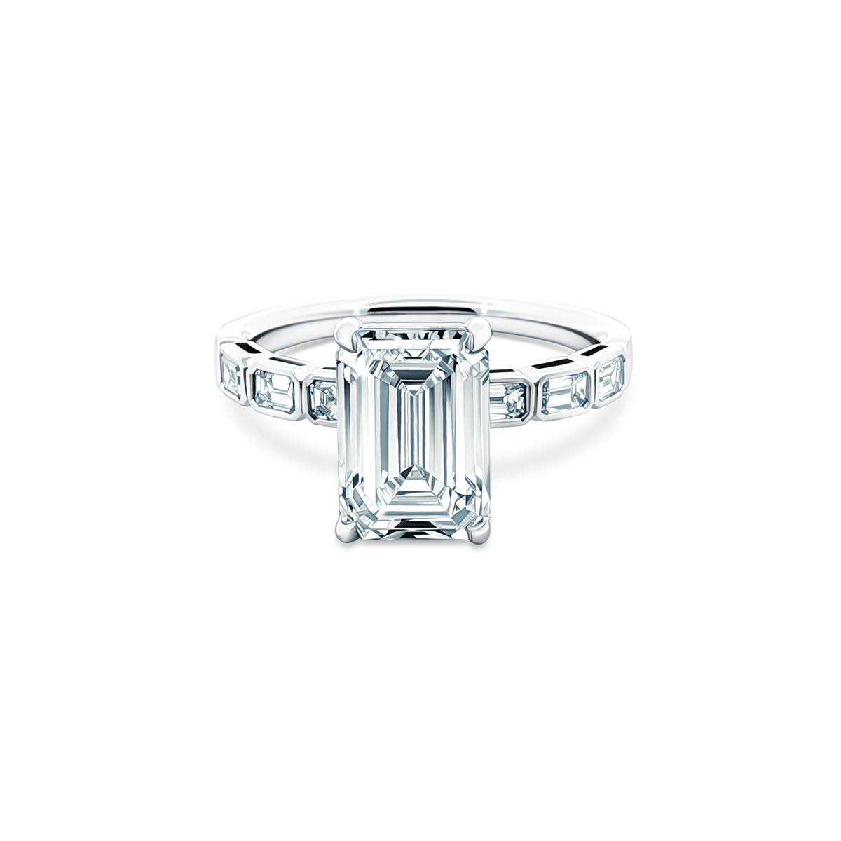 Martin Flyer Emerald Diamond Channel Set Engagement Ring — photo 1 of 3