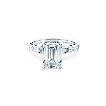 Martin Flyer Emerald Diamond Channel Set Engagement Ring — photo 1 of 3