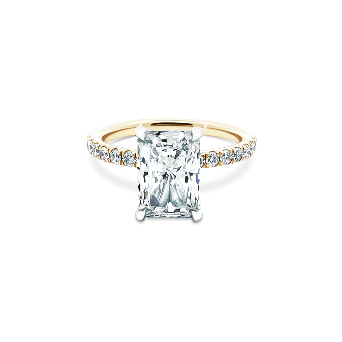 Martin Flyer Emerald Diamond Pave Engagement Ring — photo 1 of 3