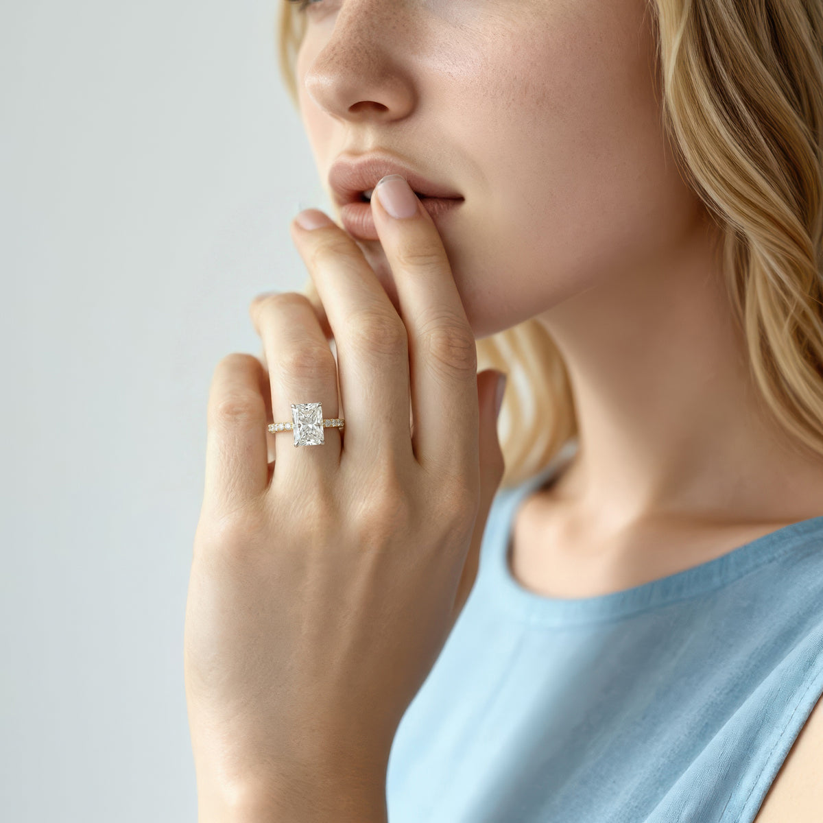 Martin Flyer Emerald Diamond Pave Engagement Ring — photo 2 of 3
