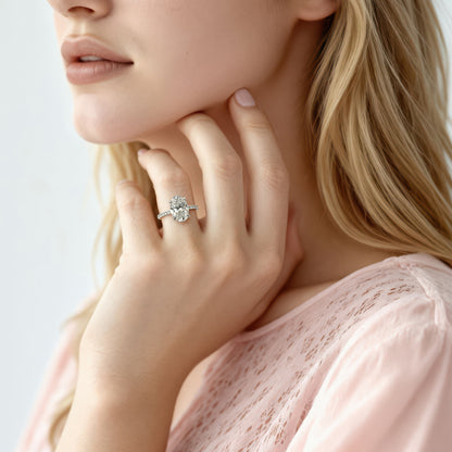 Martin Flyer Oval Diamond Pave Engagement Ring — photo 2 of 3