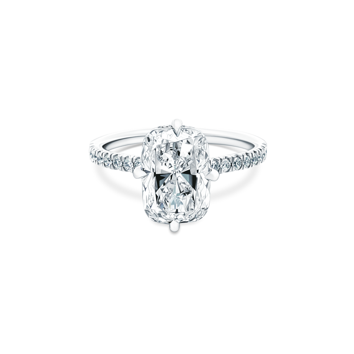 Martin Flyer Cushion Diamond Pave Engagement Ring — photo 1 of 3