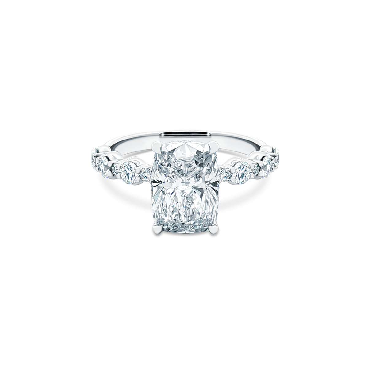 Martin Flyer Cushion Diamond Shared Prong Engagement Ring — photo 1 of 3