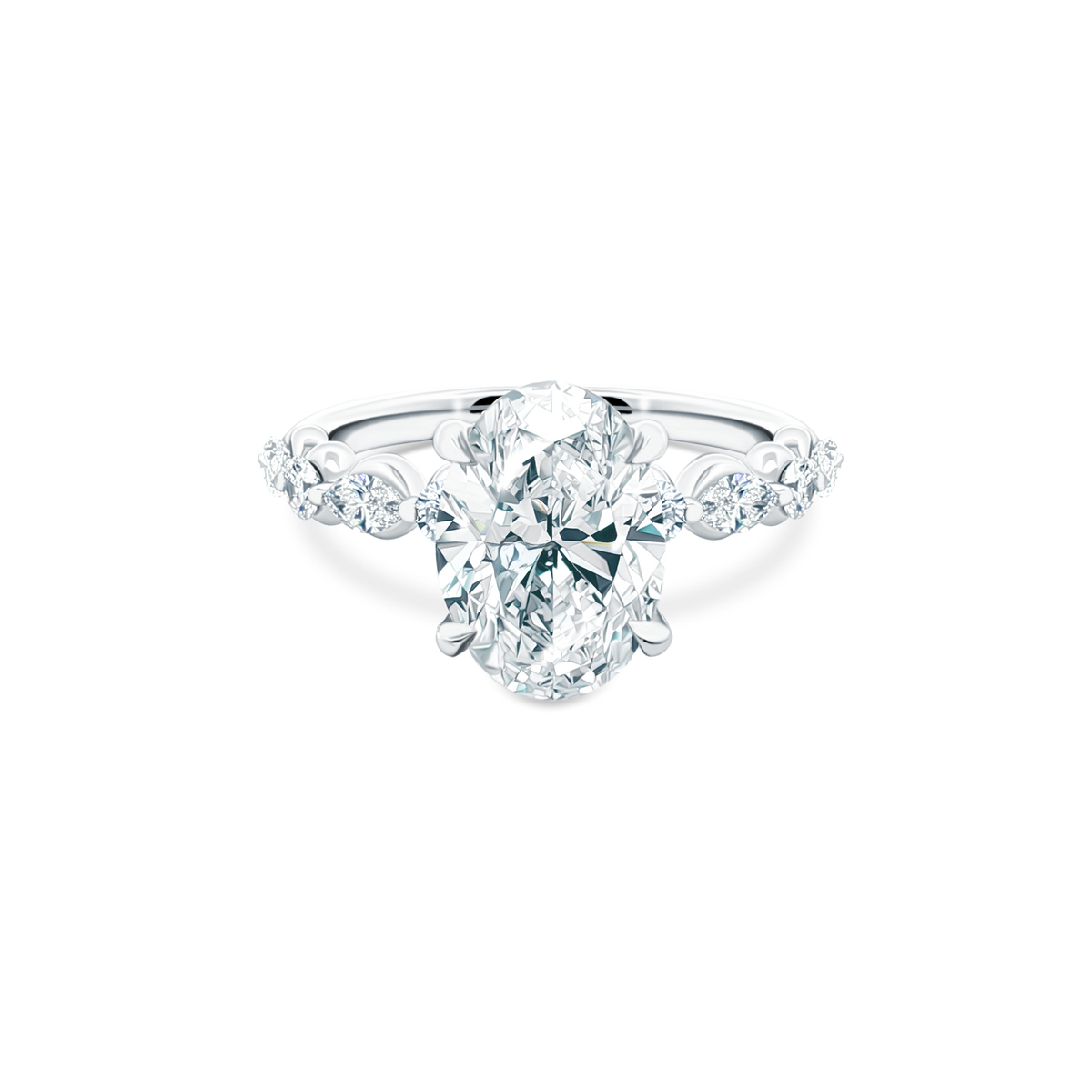 Martin Flyer Oval Diamond Shared Prong Engagement Ring — photo 1 of 3
