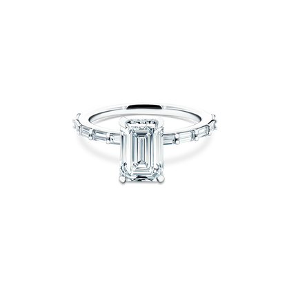 Martin Flyer Emerald Diamond Shared Prong Engagement Ring — photo 1 of 3