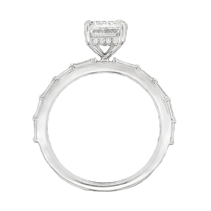 Martin Flyer Emerald Diamond Shared Prong Engagement Ring — photo 3 of 3