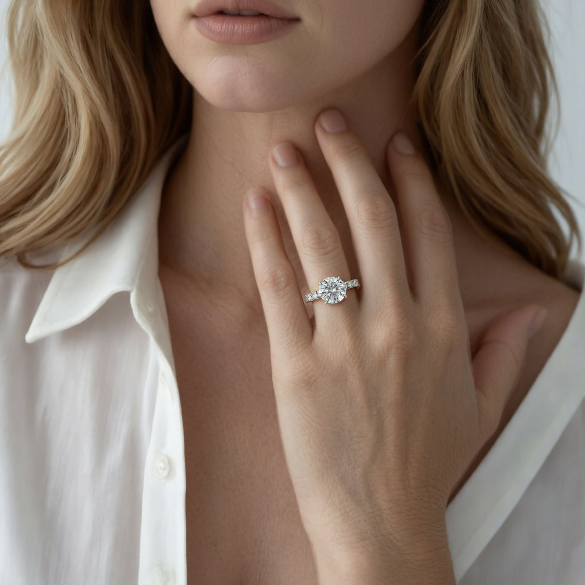 Martin Flyer Round Diamond Shared Prong Engagement Ring — photo 2 of 3
