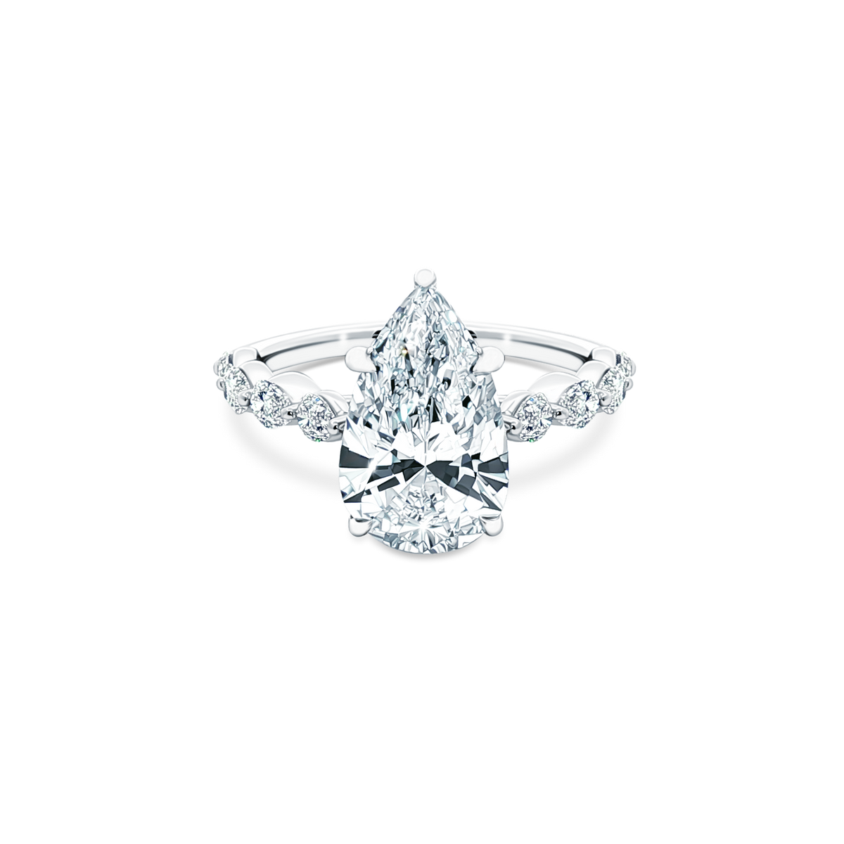 Martin Flyer Pear Diamond Shared Prong Engagement Ring — photo 1 of 3