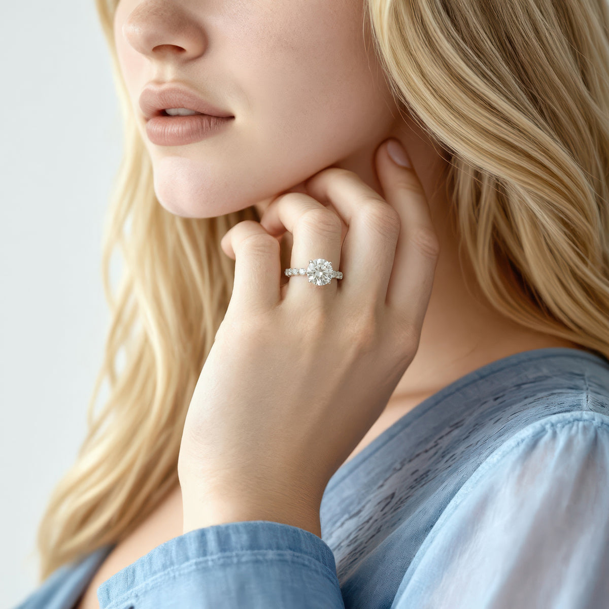 Martin Flyer Round Diamond Shared Prong Engagement Ring — photo 2 of 3