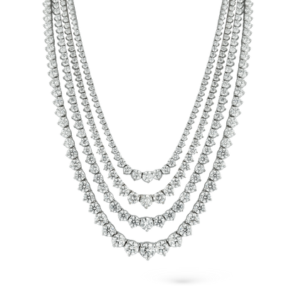14k White Gold Graduated Three Prong Diamond Riviera Necklace — photo 1 of 2