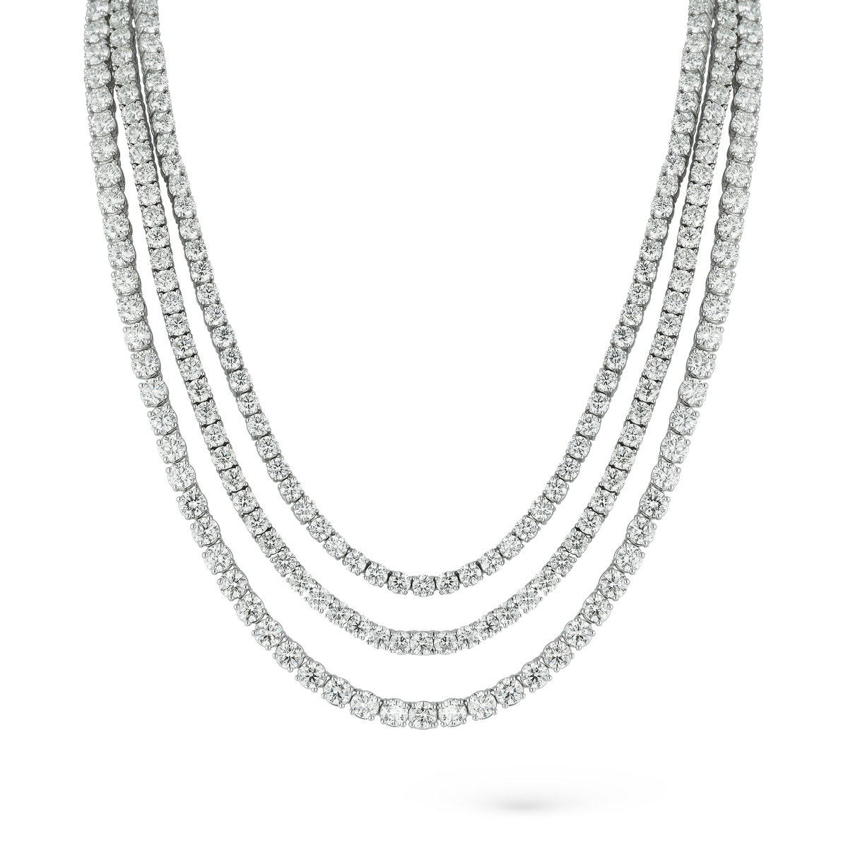 14k White Gold Four Prong Diamond Tennis Necklace — photo 1 of 2
