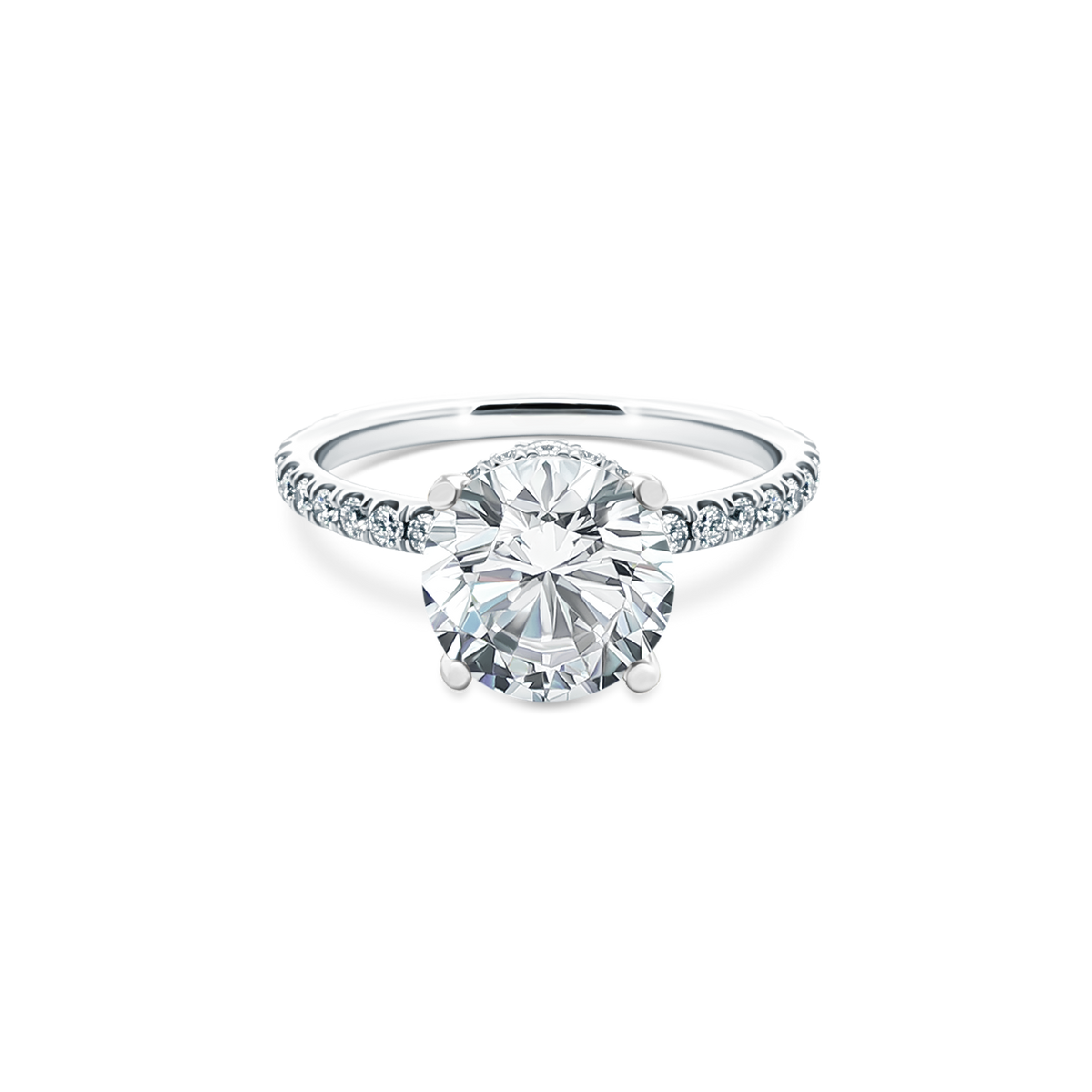 Signature Round Diamond Pave Engagement Ring — photo 1 of 3