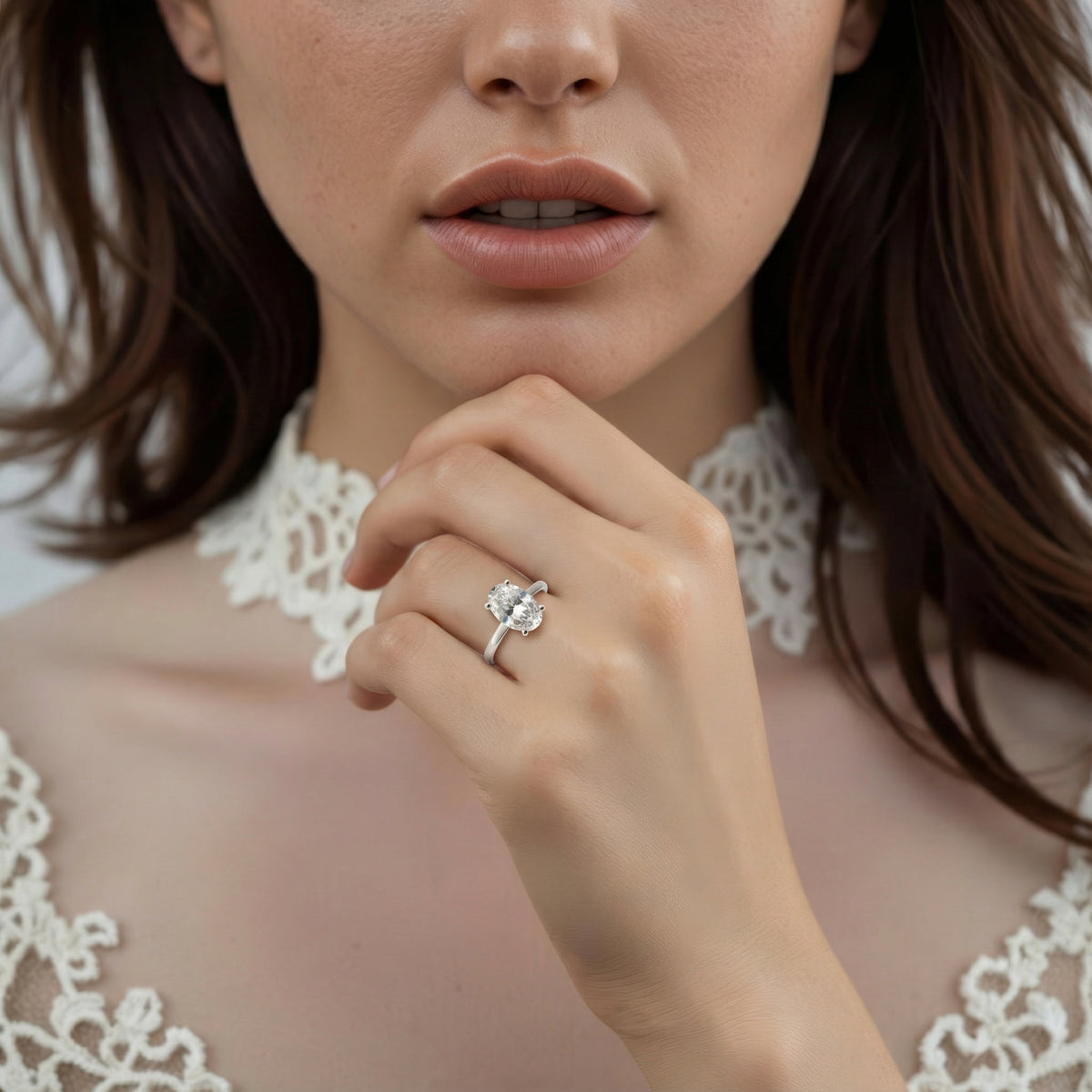 A. Jaffe Oval Solitaire Diamond Engagement Ring — photo 2 of 3