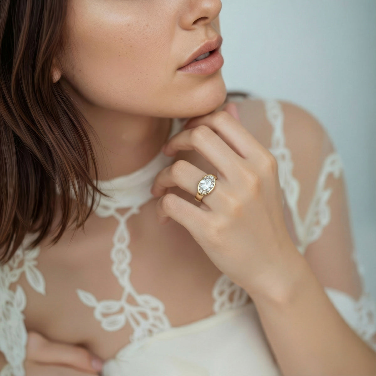 A. Jaffe Oval Solitaire Diamond Engagement Ring — photo 2 of 3