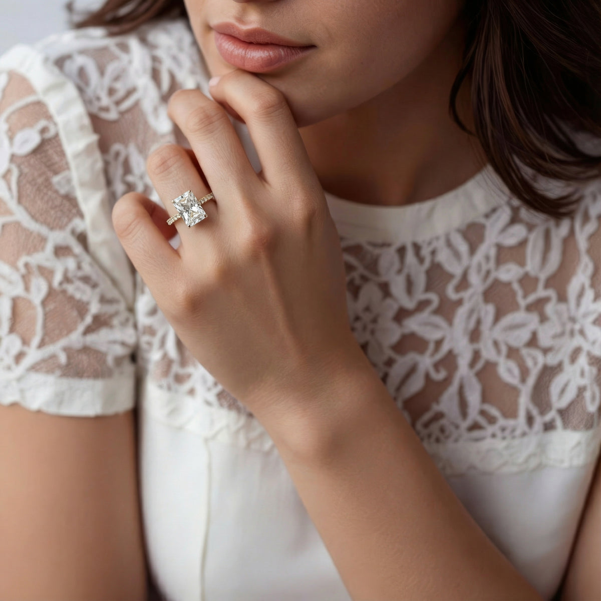 A. Jaffe Emerald Diamond Pave Engagement Ring — photo 2 of 3