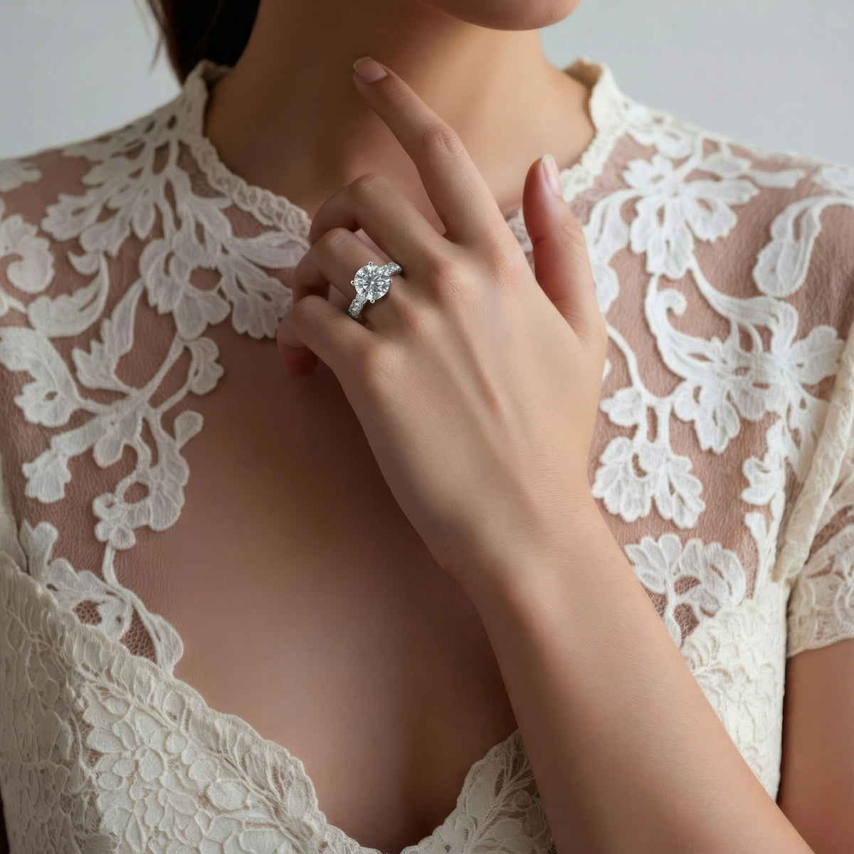 A. Jaffe Two Tone Round Diamond Engagement Ring — photo 2 of 3
