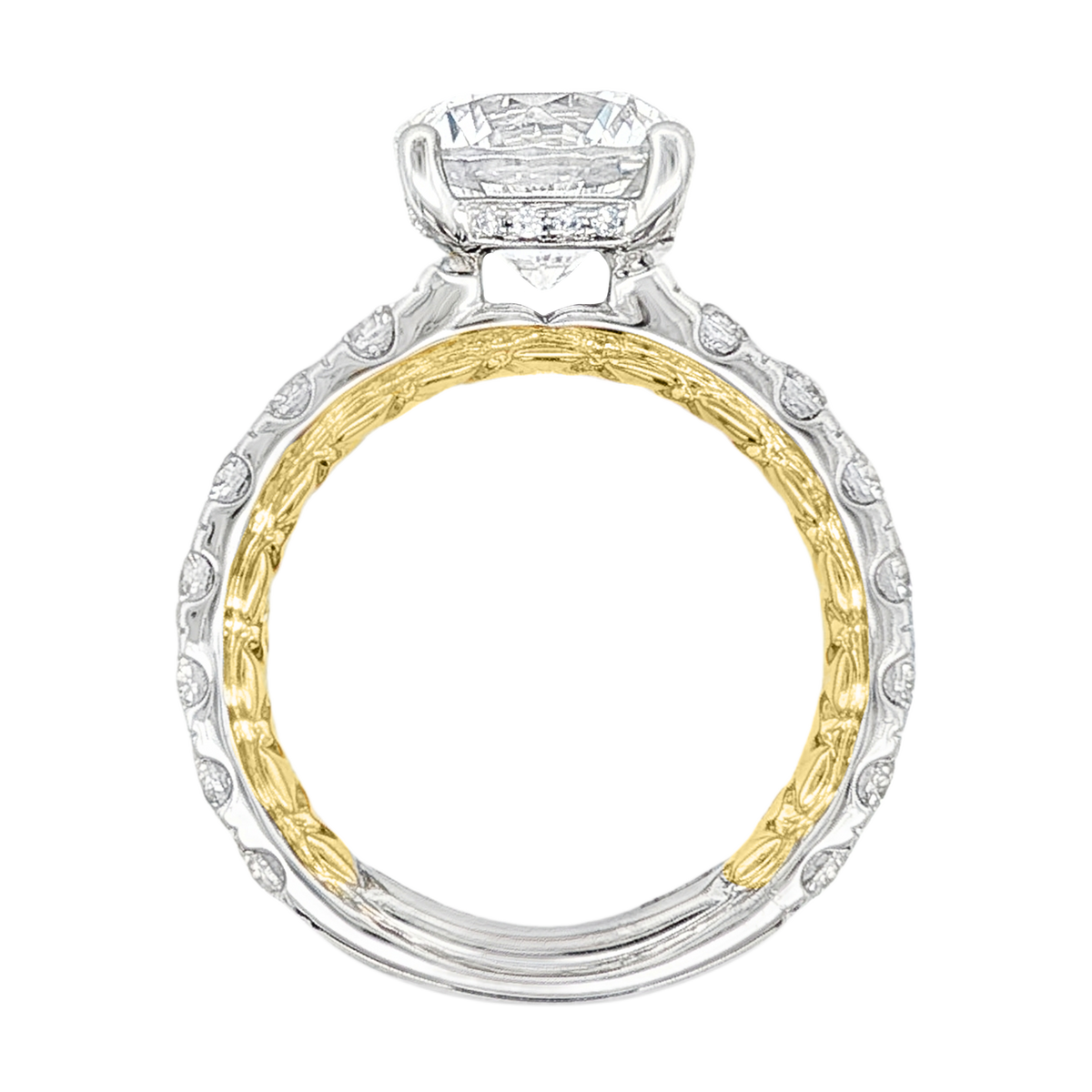 A. Jaffe Two Tone Round Diamond Engagement Ring — photo 3 of 3