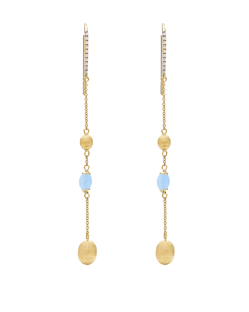 Nanis 18k Yellow Gold Diamond & Aquamarine Drop Earrings — photo 1 of 2